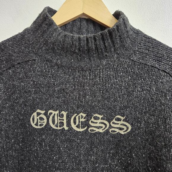 Guess Knit Mock Turtleneck Sweater L Wool Blend Vintage Y2K Streetwear Grunge - Picture 4 of 12